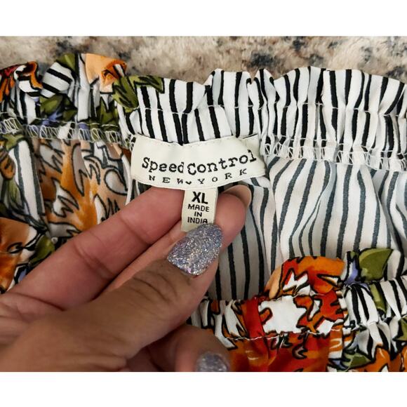 Speed Control NY Floral Print Striped Shorts/Dress Combo Womens Size XL - Picture 2 of 11